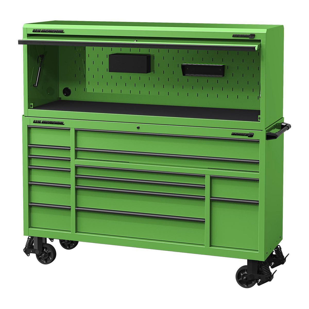 U.s. General 72 pulgadas x 22 pulgadas Estación de Trabajo Hutch, Serie 3, Verde - 70333