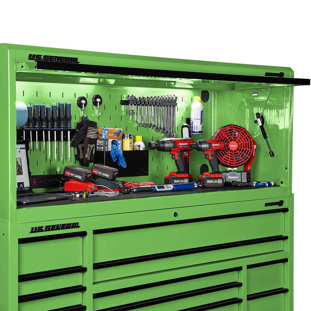 U.s. General 72 pulgadas x 22 pulgadas Estación de Trabajo Hutch, Serie 3, Verde - 70333