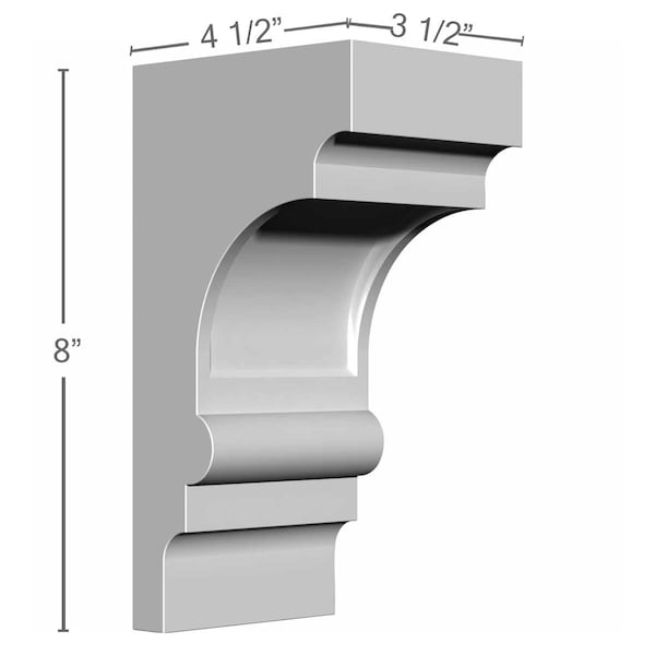Ekena Millwork 3 1/2"W x 4 1/4"D x 8"H Diane Bracket - BKT03X04X08DI