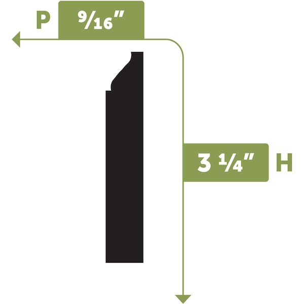 Ekena Millwork WM623 - 3 1/4"H x 9/16"D x 144"L Baseboard Flexible Moulding - BBDFWM623X144