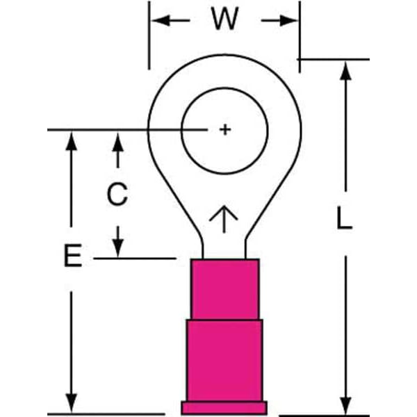 Terminal de Anillo de Vinilo 22-18 AWG para Perno de 1/4" Paquete con 1000 piezas - MVU18-14R/SK