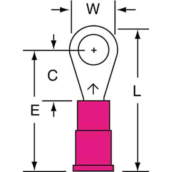Terminal de anillo de vinilo de 22-18 AWG para perno #10, paquete de 1000 unidades - MVU18-10R/LK