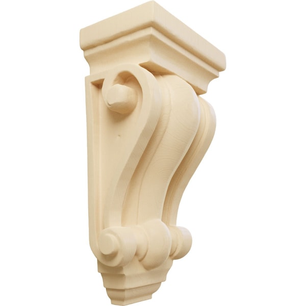 Ekena Millwork 4"W x 2 1/2"D x 7 1/2"H Cole Pilaster Wood Corbel, Maple - CORW04X02X07COMA