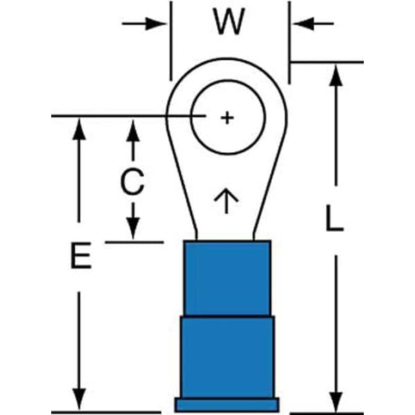 Terminal de anillo de vinilo de 16-14 AWG #10 Stud, paquete de 1000 - MVU14-10R/LK