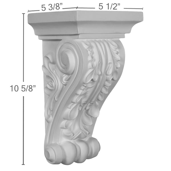 Ekena Millwork 5 1/2"W x 5 3/8"D x 10 5/8"H Acanthus Corbel - COR05X10X05AC