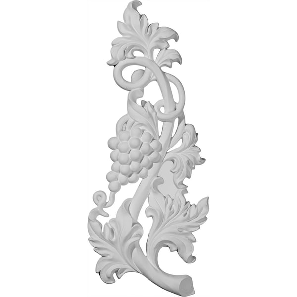 Ekena Millwork 8 1/4"W  x 20 1/8"H x 1 5/8"P Large Grape and Leaf Onlay - ONL08X20X01GR
