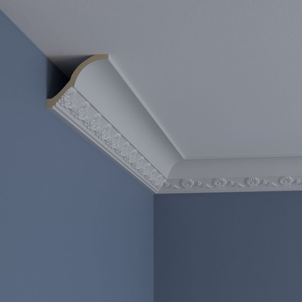 Ekena Millwork 2 5/8"H x 3 1/8"P x 3 7/8"F x 94 1/2"L, (3" Repeat), Dylan Spring Crown Moulding - MLD02X03X03DY