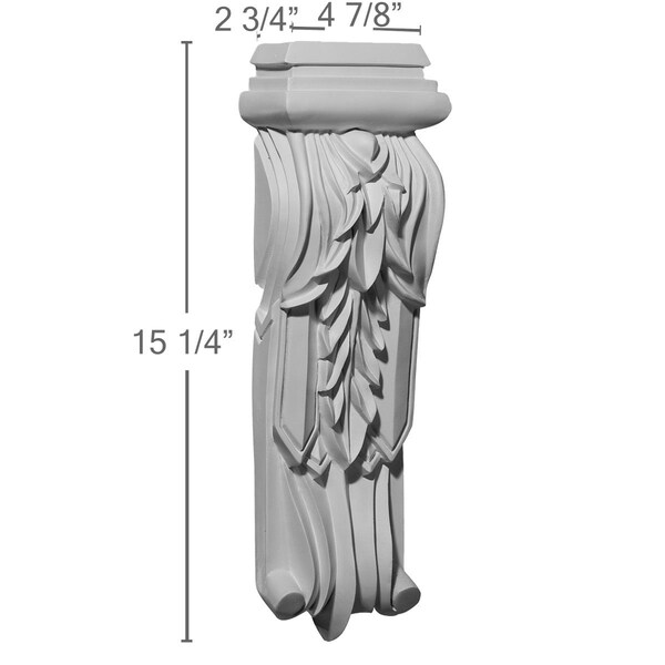 Ekena Millwork 4 7/8"W x 2 3/4"D x 15 1/4"H Leaf Drop Corbel - COR04X02X15LF