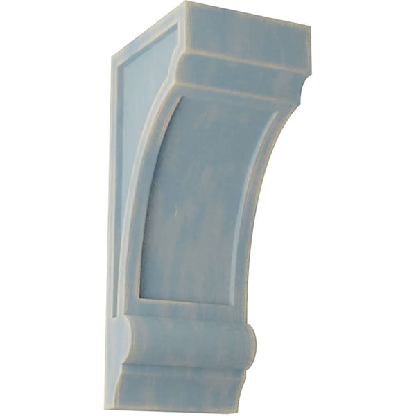 Ekena Millwork 4"W x 5"D x 10"H Diane Recessed Wood Vintage Decor Corbel, Driftwood Blue - CORWD04X05X10DIBU