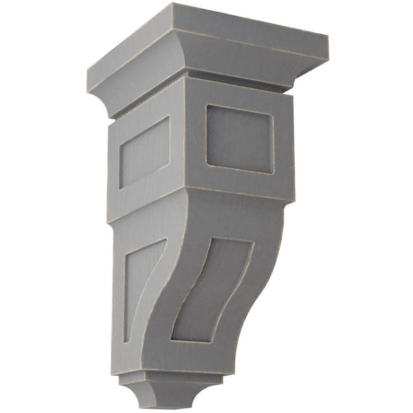Ekena Millwork 6"W x 6 3/4"D x 12"H Large Reyes Wood Vintage Decor Corbel, Pebble Grey - CORWD06X06X12RYPG
