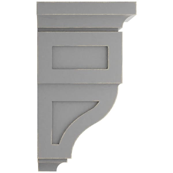 Ekena Millwork 6"W x 6 3/4"D x 12"H Large Reyes Wood Vintage Decor Corbel, Pebble Grey - CORWD06X06X12RYPG