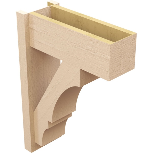 Ekena Millwork 8-in W x 20-in D x 28-in H Balboa Block Rough Cedar Woodgrain TimberThane Outlooker, Primed Tan - OUTUR080X20X28BOA44RCPR