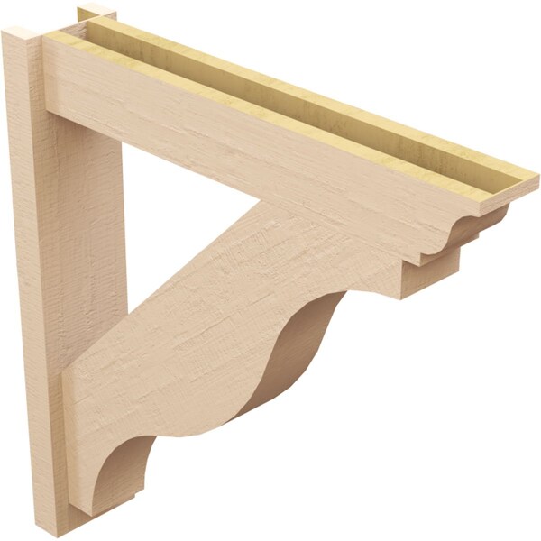 Ekena Millwork 6-in W x 30-in D x 30-in H Funston Trad Rough Cedar Woodgrain TimberThane Outlooker, Primed Tan - OUTUR060X30X30FST04RCPR