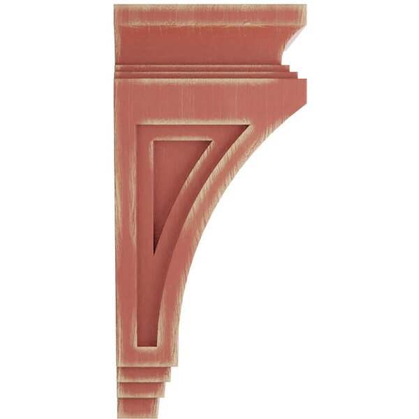 Ekena Millwork 6"W x 4"D x 9"H Arts and Crafts Wood Vintage Decor Corbel, Salvage Red - CORWD06X04X09ARRD