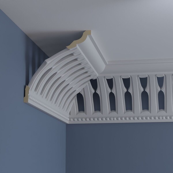 Ekena Millwork 15 1/2"H x 13 3/8"P x 20 5/8"F x 94 1/2"L, Melbourne With Bead Crown Moulding - MLD15X13X20MB