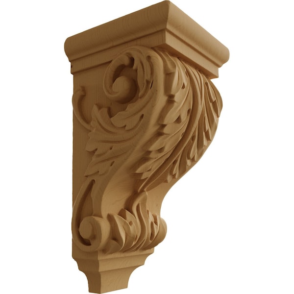 Ekena Millwork 5"W x 5"D x 10"H Medium Acanthus Wood Corbel, Alder - CORW05X05X10ACAL