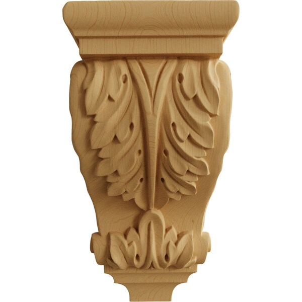 Ekena Millwork 5"W x 5"D x 10"H Medium Acanthus Wood Corbel, Alder - CORW05X05X10ACAL