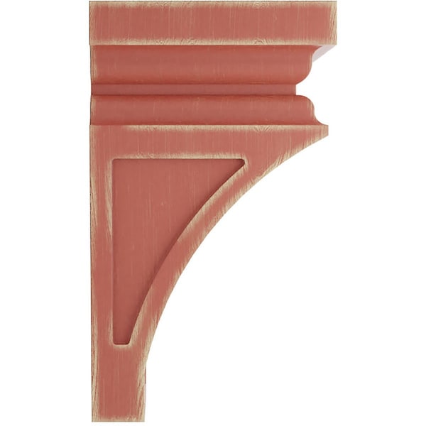 Ekena Millwork 5"W x 5 3/4"D x 10"H Medium Nevio Wood Vintage Decor Corbel, Salvage Red - CORWD05X05X10NERD
