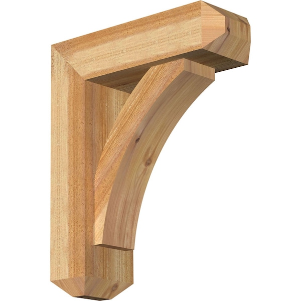 Ekena Millwork Thorton Craftsman Rough Sawn Bracket w/ Offset Brace, Western Red Cedar, 6"W x 18"D x 22"H - BKT0604X18X22THR04RWR