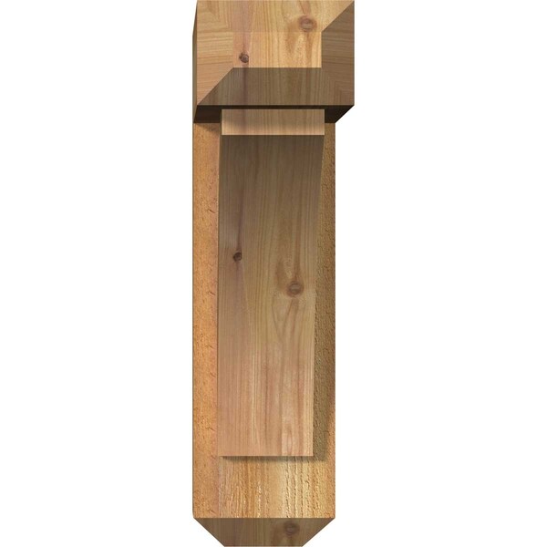 Ekena Millwork Thorton Craftsman Rough Sawn Bracket w/ Offset Brace, Western Red Cedar, 6"W x 18"D x 22"H - BKT0604X18X22THR04RWR