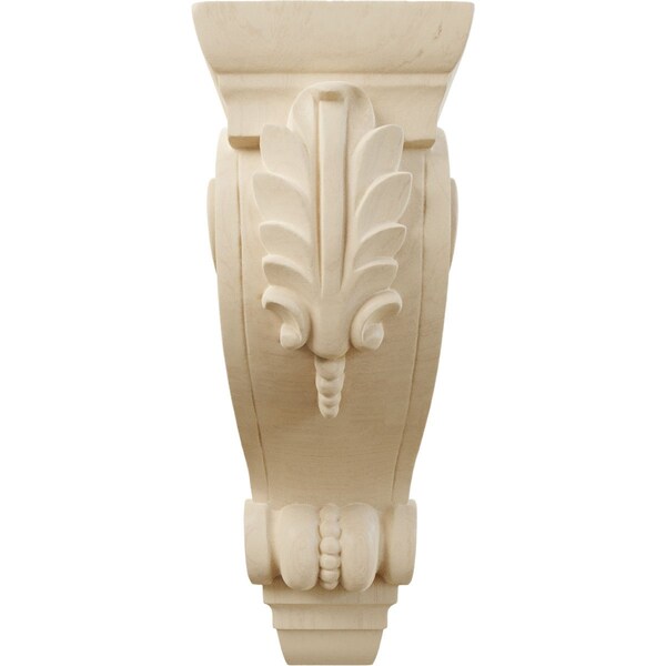 Ekena Millwork 4 3/4"W x 8"D x 13 1/4"H Large Fig Leaf Corbel, Rubberwood - COR04X08X13FIRW