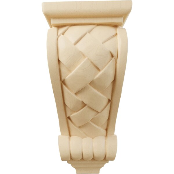 Ekena Millwork 4 1/2"W x 5"D x 10"H Medium Basket Weave Corbel, Maple - CORW04X05X10BWMA