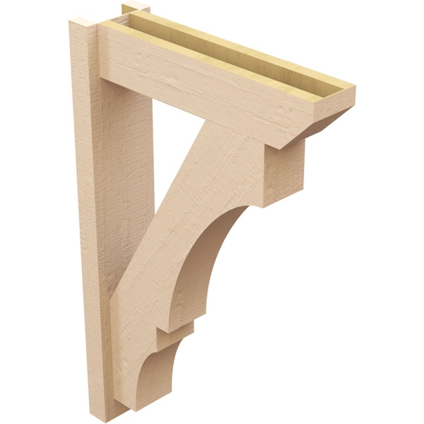 Ekena Millwork 6-in W x 22-in D x 34-in H Balboa Slat Rough Cedar Woodgrain TimberThane Outlooker, Primed Tan - OUTUR060X22X34BOA24RCPR