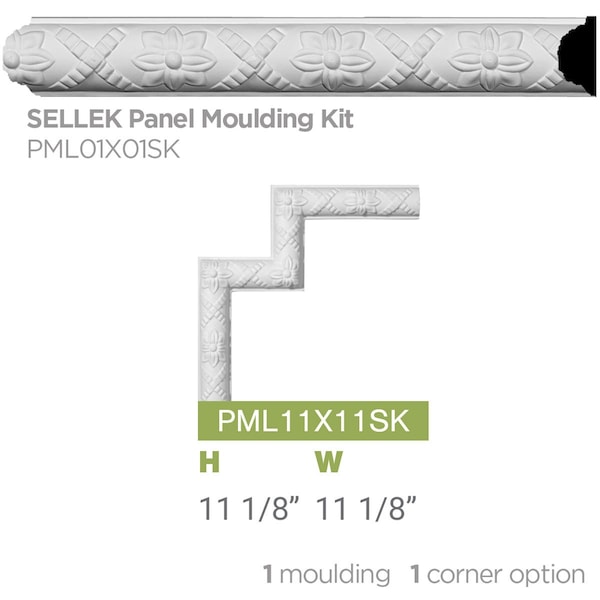 Ekena Millwork 1 3/4"H x 1"P x 94 1/2"L, (3 5/8" Repeat), Sellek Panel Moulding - PML01X01SK