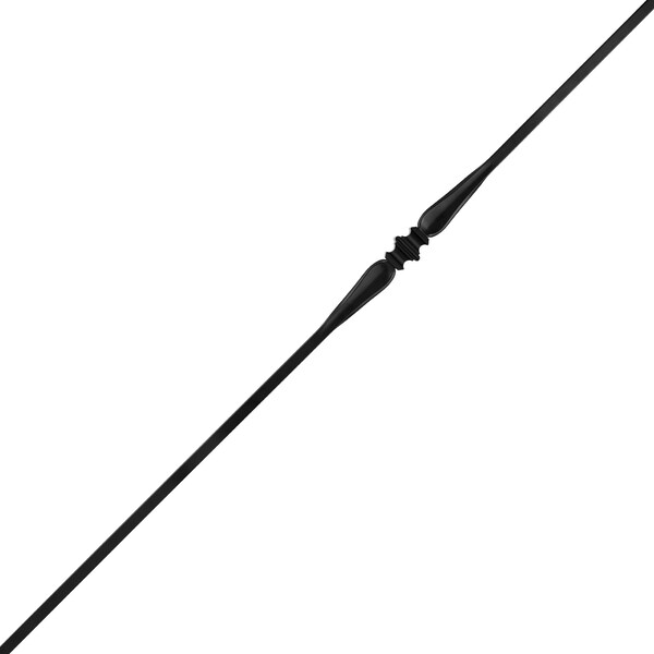 Nuvo Iron in Square x 44in Long Black Steel Interior Balusters - Single Collar and Spoon, 12PK - SQI1CS-12MP