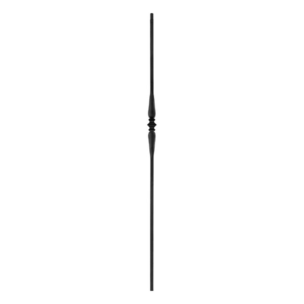 Nuvo Iron in Square x 44in Long Black Steel Interior Balusters - Single Collar and Spoon, 12PK - SQI1CS-12MP