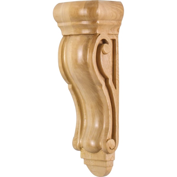 Hardware Resources 3-5/8" Wx2-1/2"Dx10"H Rubberwood Scrolled Corbel - CORQ-4RW