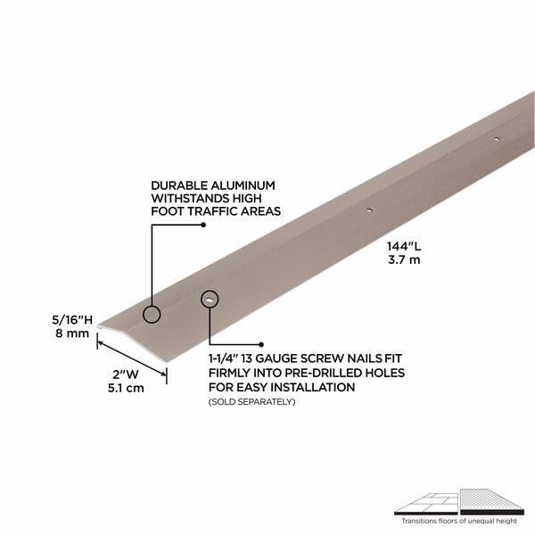M-D Building Products Aluminum, Pewter, 144 in L, 2 in W - 15925