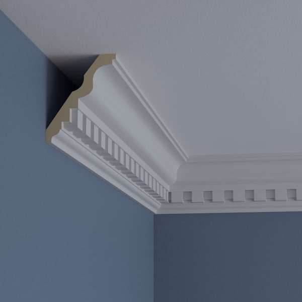 Ekena Millwork 4 3/8"H x 3 1/2"P x 5 5/8"F x 94 1/2"L Dentil Crown Moulding - MLD04X03X06DE