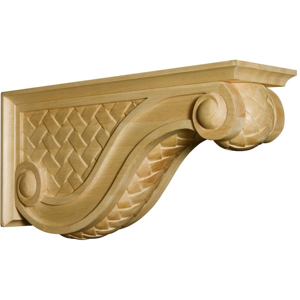 Osborne Wood Products 11 x 6 x 22 Adriatic Basket Weave Corbel in Cherry - 8166C