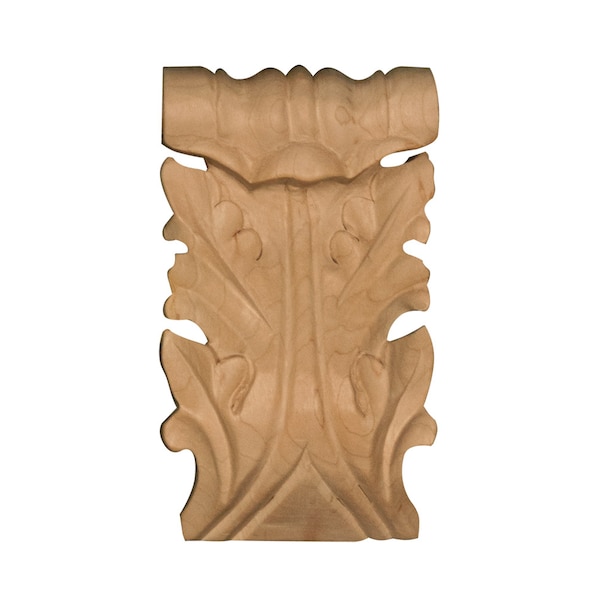 Osborne Wood Products 5 1/2 x 3 3/8 x 1 1/8 Acanthus Leaf Pilaster Capital in Rubberwood - 892068RW