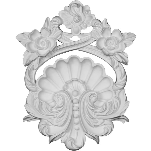 Ekena Millwork 8"W x 9 7/8"H x 1 1/4"P Pesaro Shell Center Onlay - ONL08X09X01PE