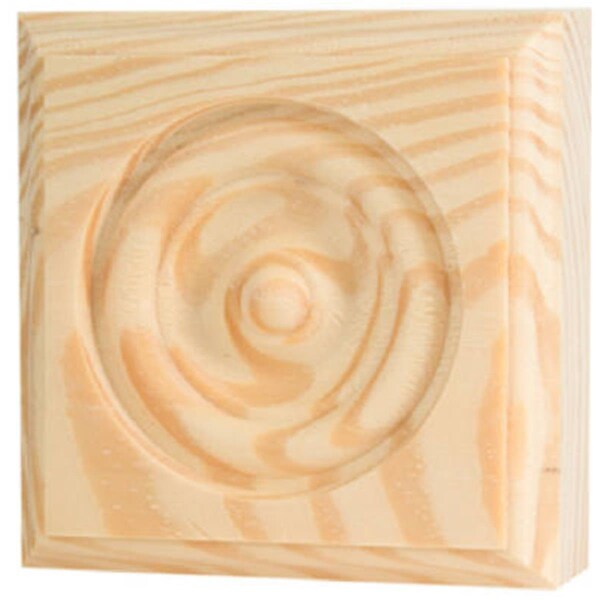 Vortex RTB-35M 3.75 x 3.75 x 1 in. Rosette Trim Pine Block Moulding - VO580461