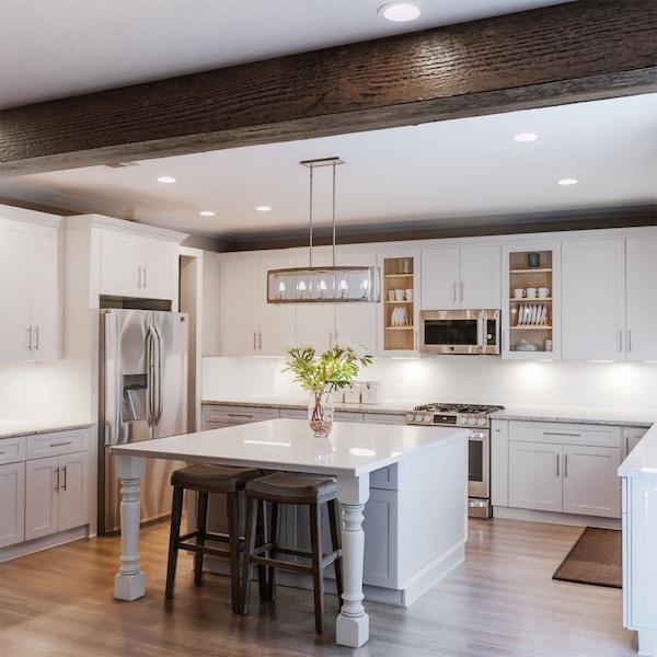 Ekena Millwork 3-Sided (U-beam) Rough Sawn Endurathane Faux Wood Ceiling Beam, Premium Aged, 4"W x 4"H  x 8'L - BMRS3C0040X040X096ZD