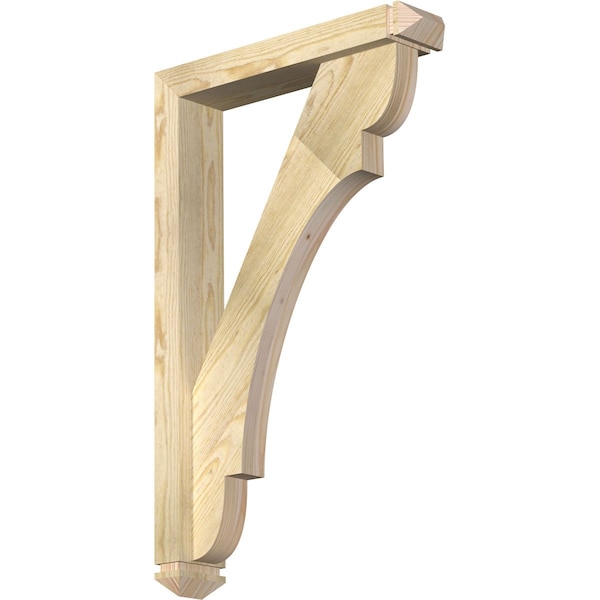 Ekena Millwork Olympic Arts and Crafts Rough Sawn Bracket w/ Offset Brace, Douglas Fir, 4"W x 20"D x 32"H - BKT0402X20X32OLY03RDF