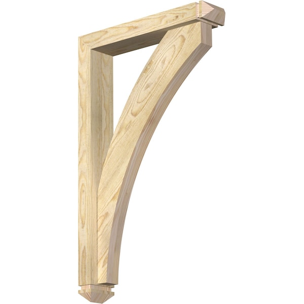 Ekena Millwork Thorton Arts and Crafts Rough Sawn Bracket w/ Offset Brace, Douglas Fir, 4"W x 20"D x 32"H - BKT0402X20X32THR03RDF