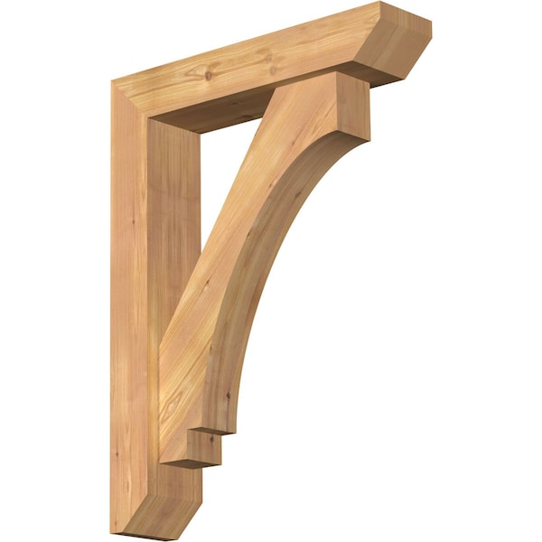 Ekena Millwork Imperial Slat Smooth Bracket w/ Offset Brace, Western Red Cedar, 5 1/2"W x 24"D x 32"H - BKT0604X24X32IMP06SWR