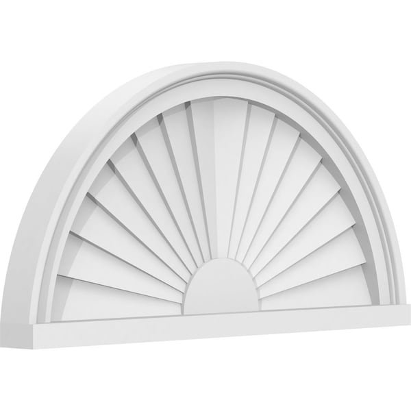 Ekena Millwork Half Round Sunburst Architectural Grade PVC Pediment, 24"W x 12"H x 2"P - PEDPS024X120HRO01