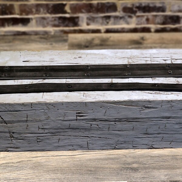Ekena Millwork 1 1/2"W x 48"L Flexible Black Beam Strap w/ Bolts for Ekena Faux Wood Beams - BMSTRF02X48TRBL