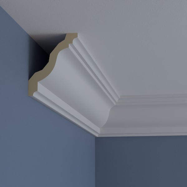 Ekena Millwork 5"H x 4"P x 6 3/8"F x 94 1/2"L Edwards Smooth Crown Moulding - MLD04X05X06ED
