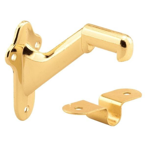Primeline Tools Hand Rail Bracket, Brass Plated Zinc Diecast with Stamped Steel Clip (4 Pack) - MP9046-4