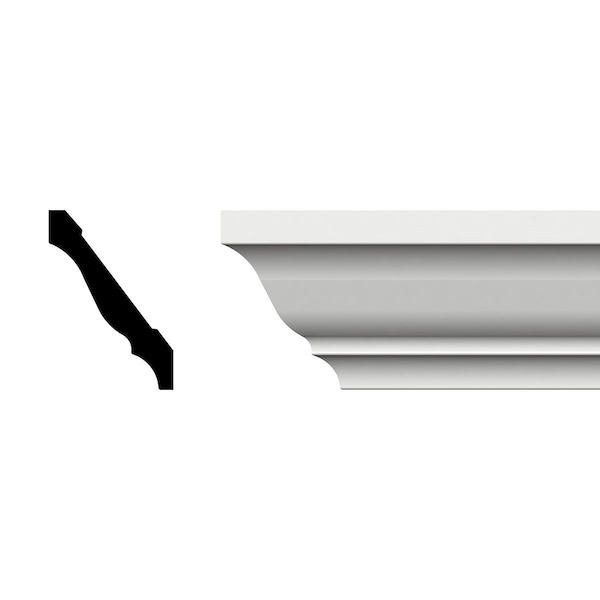Ekena Millwork WM49 - 3"H x 2 1/8"P x 3 5/8"F x 96"L Crown Moulding, PVC - WM49X96SWPV