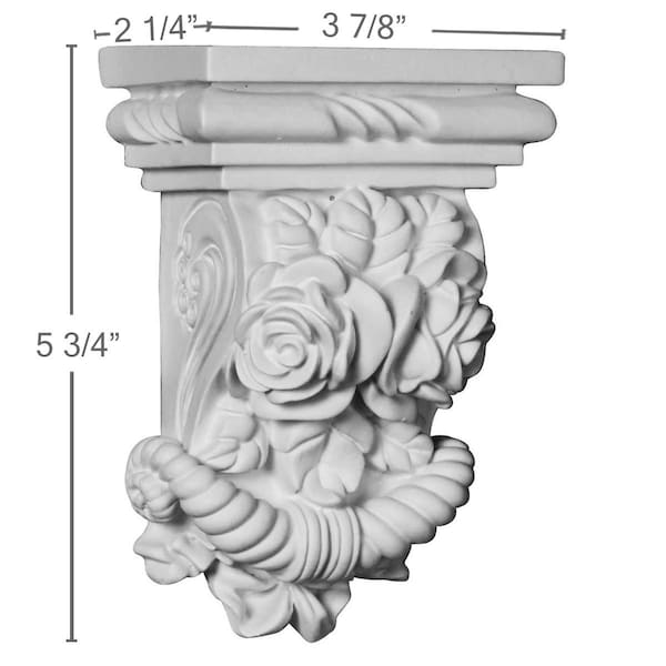 Ekena Millwork 3 7/8"W x 2 1/4"D x 5 3/4"H Rose Corbel - COR04X02X06RO
