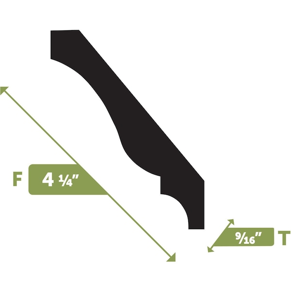 Ekena Millwork WM48 - 4 1/4"F x 9/16"T x 144"L Crown Flexible Moulding - MLDFWM48X144
