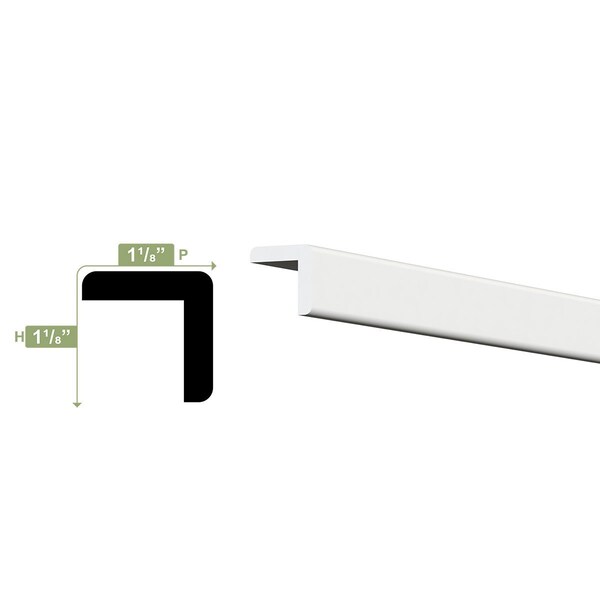 Ekena Millwork WM205 - 1 1/8"H x 1 1/8"P x 96"L Outside Corner Moulding, PVC - WM205X96SWPV