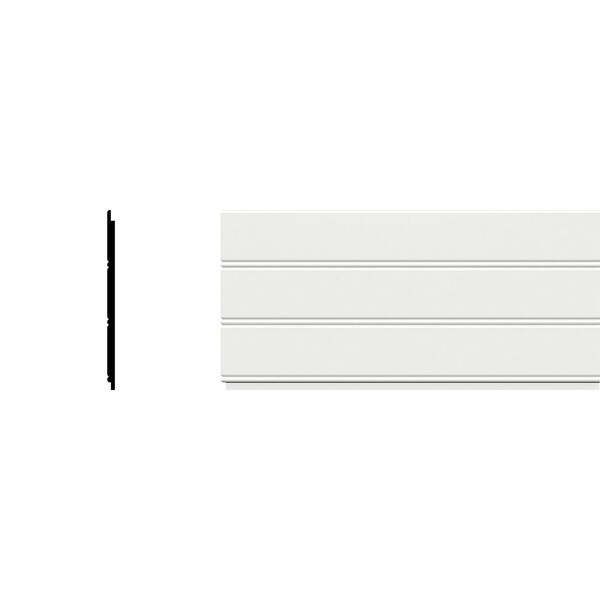 Ekena Millwork 7 1/4"H x 5/16"P x 96"L Reversible Bead/Nickel Gap Wainscot Moulding, PVC - MLD05X01X96RBSWPV